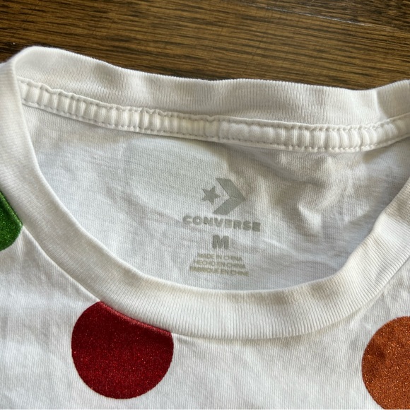 Miley Cyrus x Converse “Pride” Shirt Rainbow Polka Dots Sparkles Size Medium - Picture 2 of 4